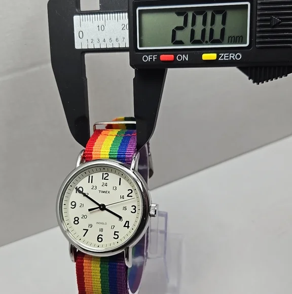 Timex Watch Unisex 38mm Weekender Rainbow Band Silver Tone New Battery - Picture 5 of 10